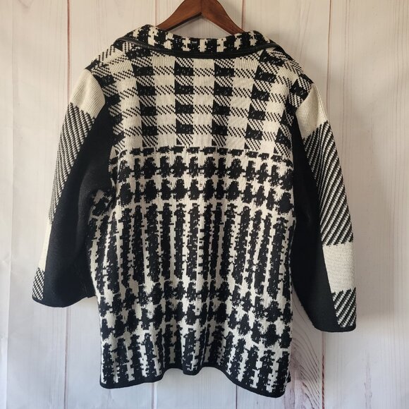 Ming Wang Open Front Knit Cardigan Blazer, Women’s Plus 0X, ¾ Length Sleeve - Picture 3 of 8